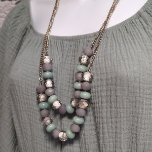 LOFT Stone & Glass Purple Beaded Necklace